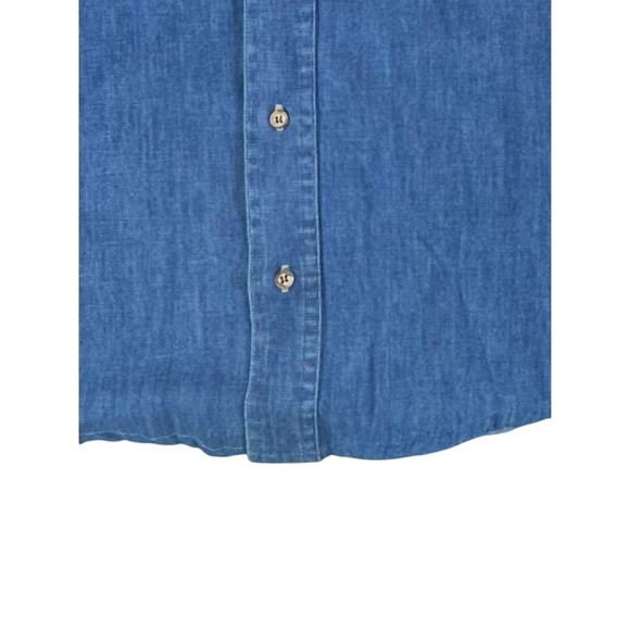 Tango Max Rabb Button Up Shirt Size Large Denim 100% Cotton Elbow Patch READ - Picture 7 of 12